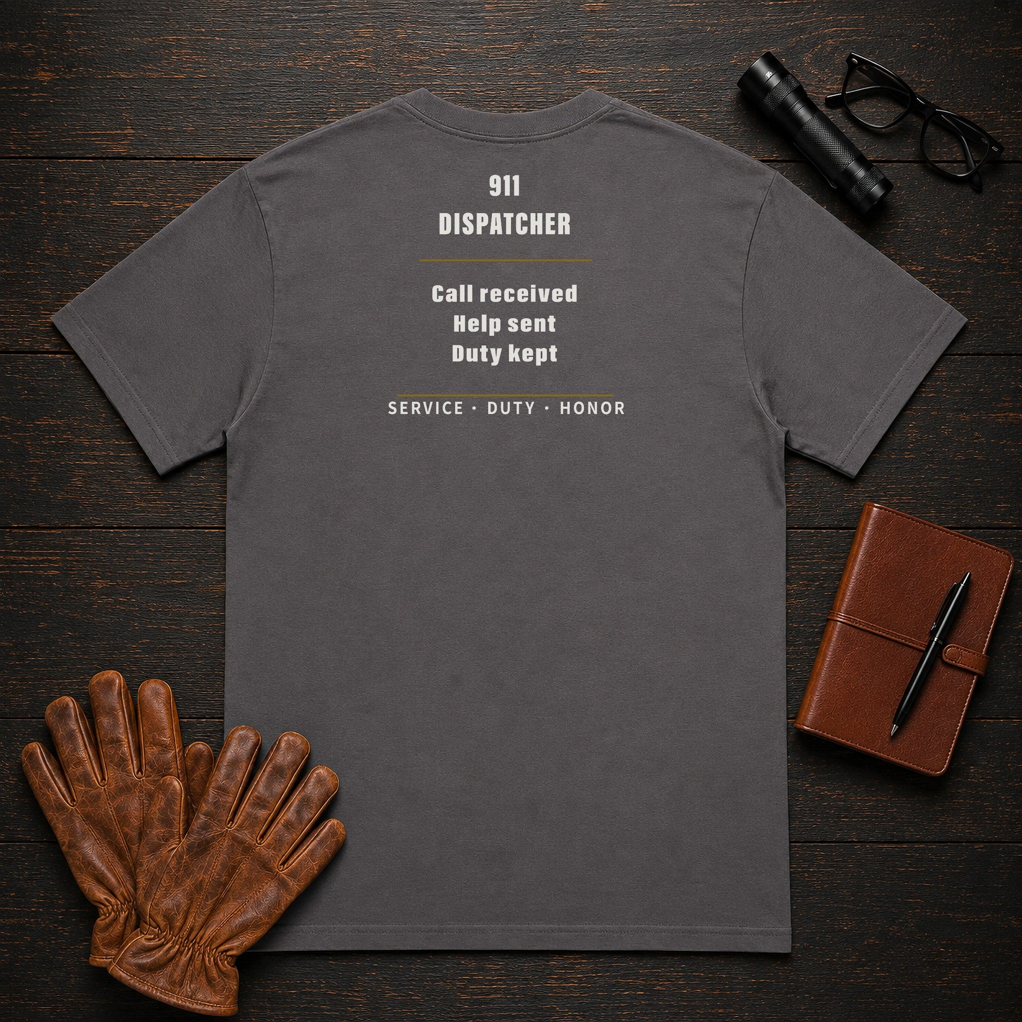 911 Dispatcher T-Shirt in Graphite — Americas Cornerstones