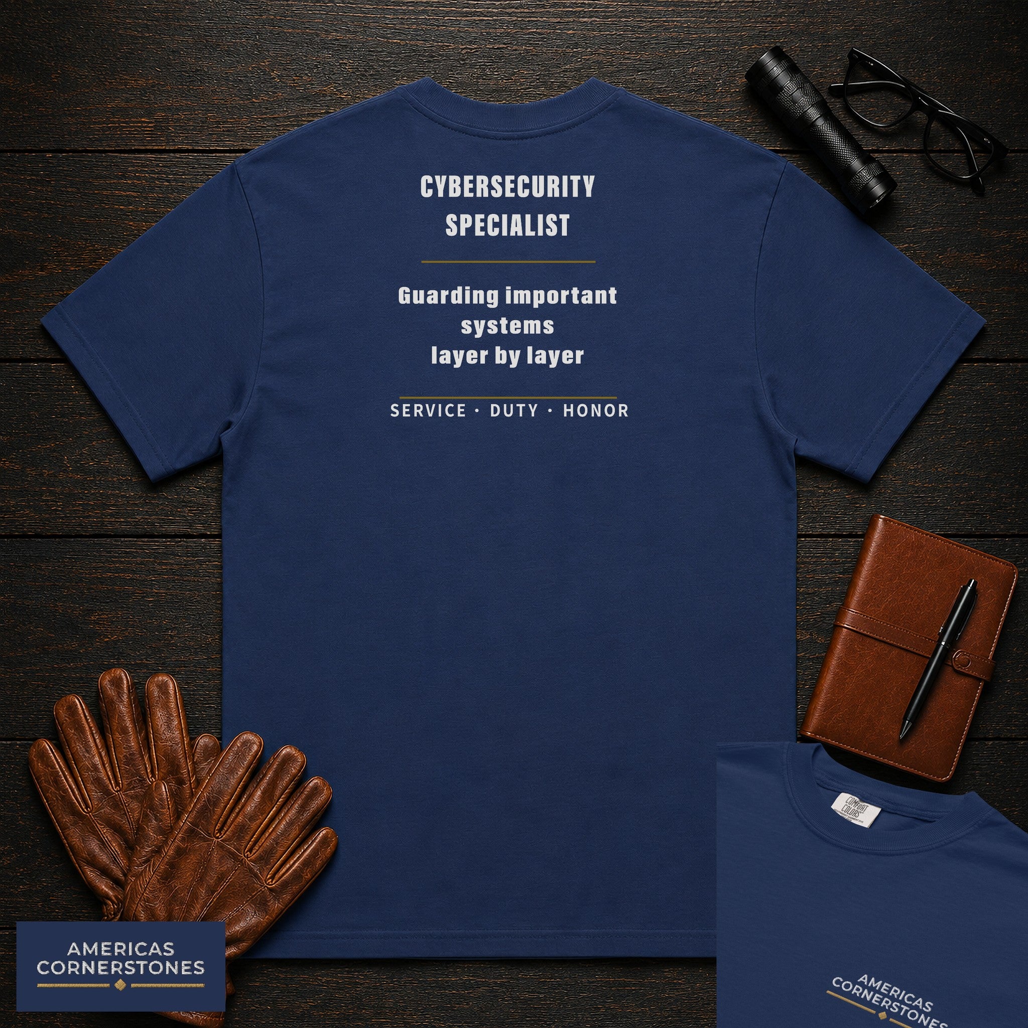 Cybersecurity Specialist Statement T-Shirt in True Navy — Americas Cornerstones