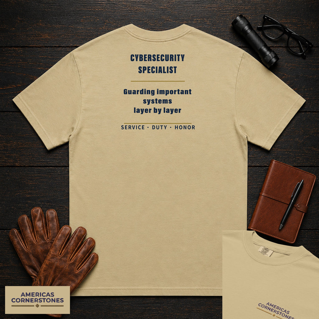 Cybersecurity Specialist Statement T-Shirt in Khaki — Americas Cornerstones