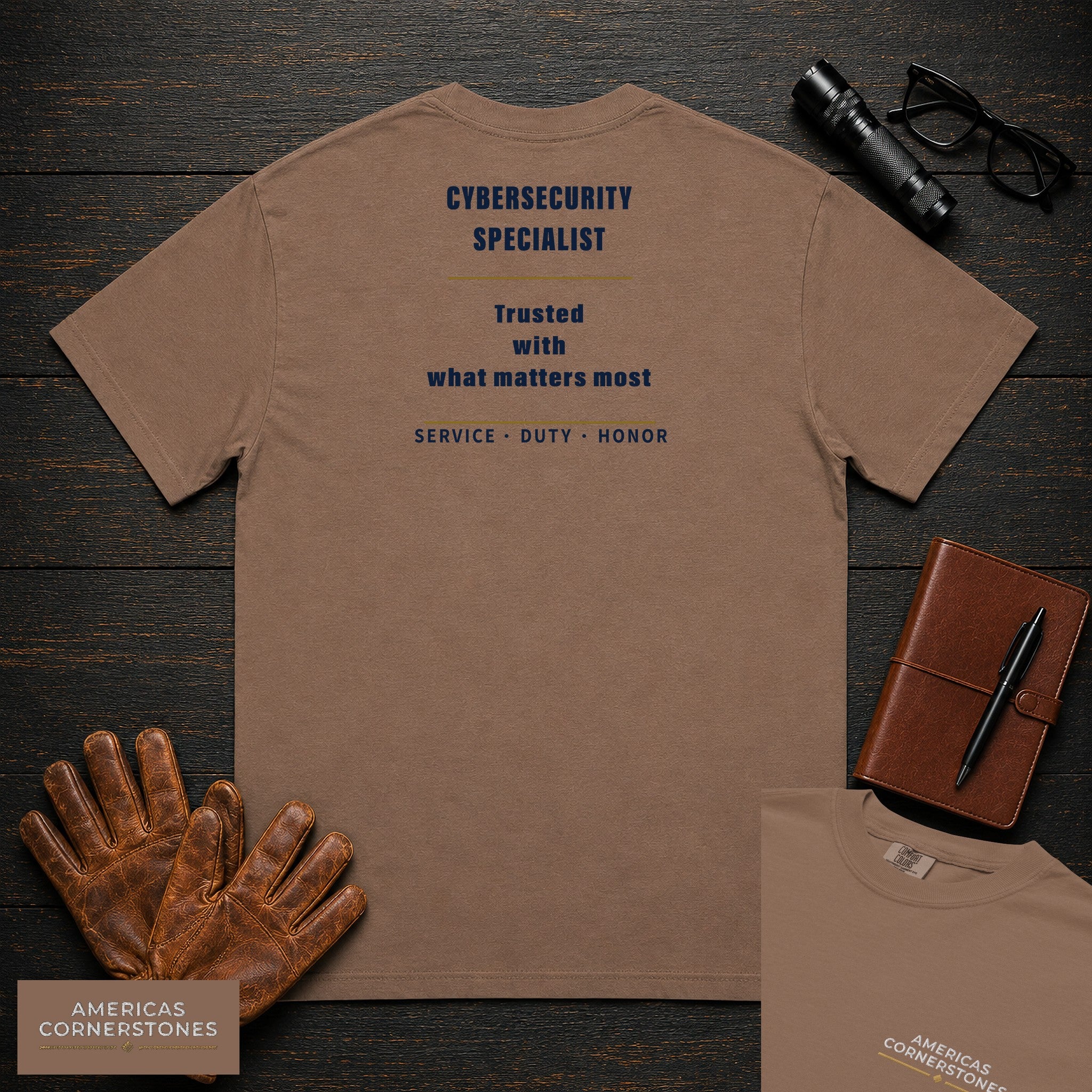 Cybersecurity Specialist Statement T-Shirt in Espresso — Americas Cornerstones