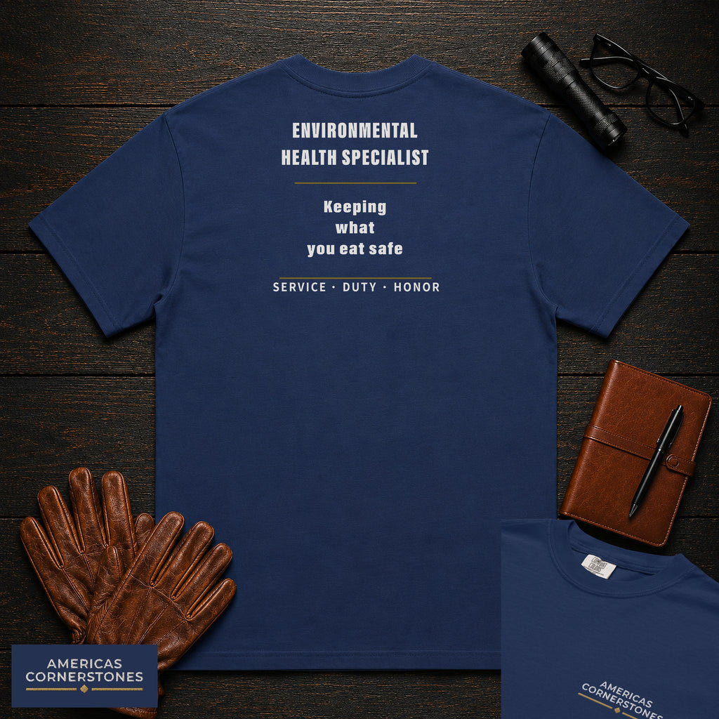Environmental Health Specialist Statement T-Shirt in True Navy — Americas Cornerstones