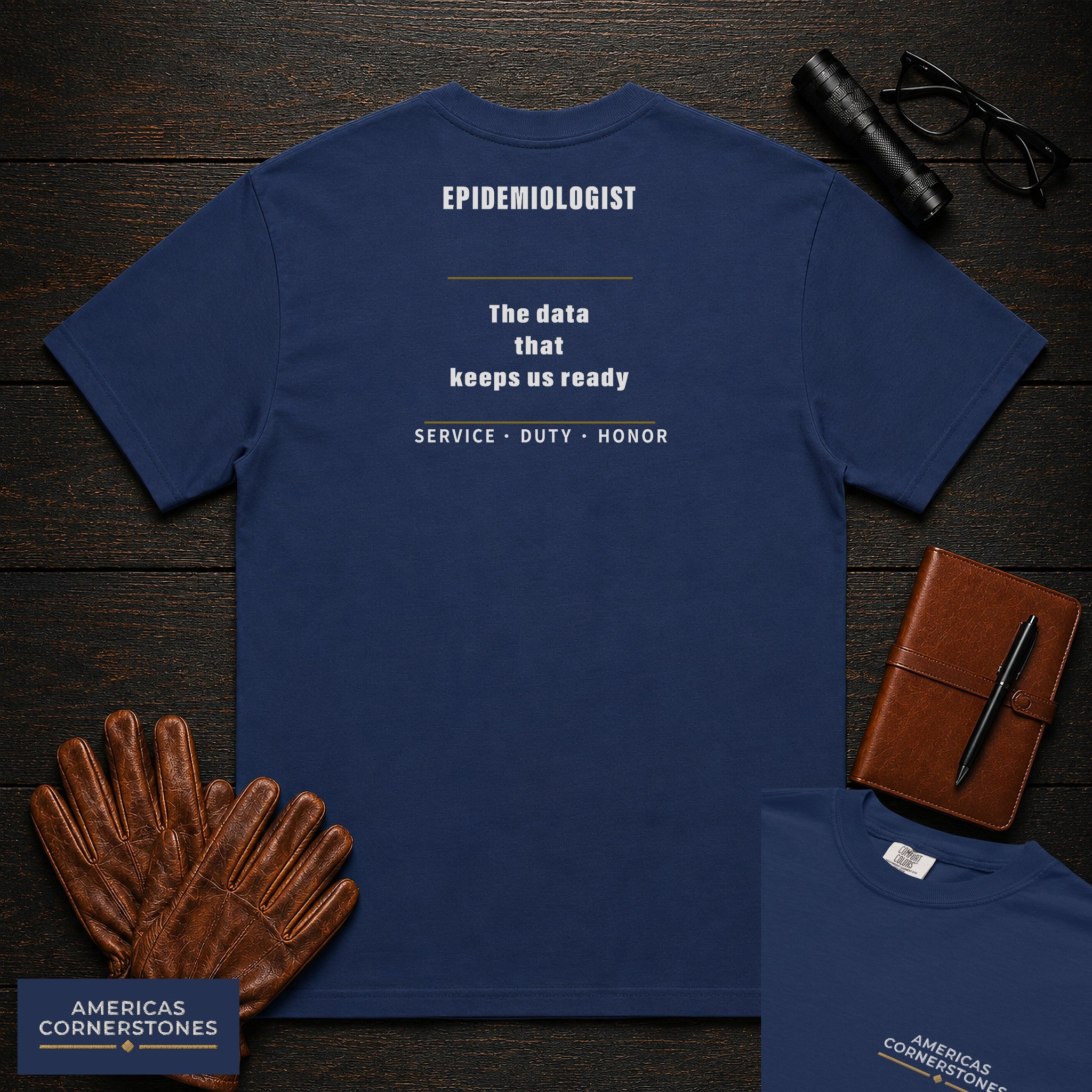 Epidemiologist Statement T-Shirt in True Navy — Americas Cornerstones
