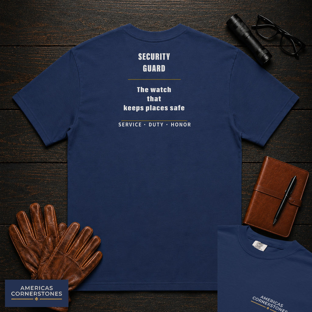 Security Guard Statement T-Shirt in True Navy — Americas Cornerstones