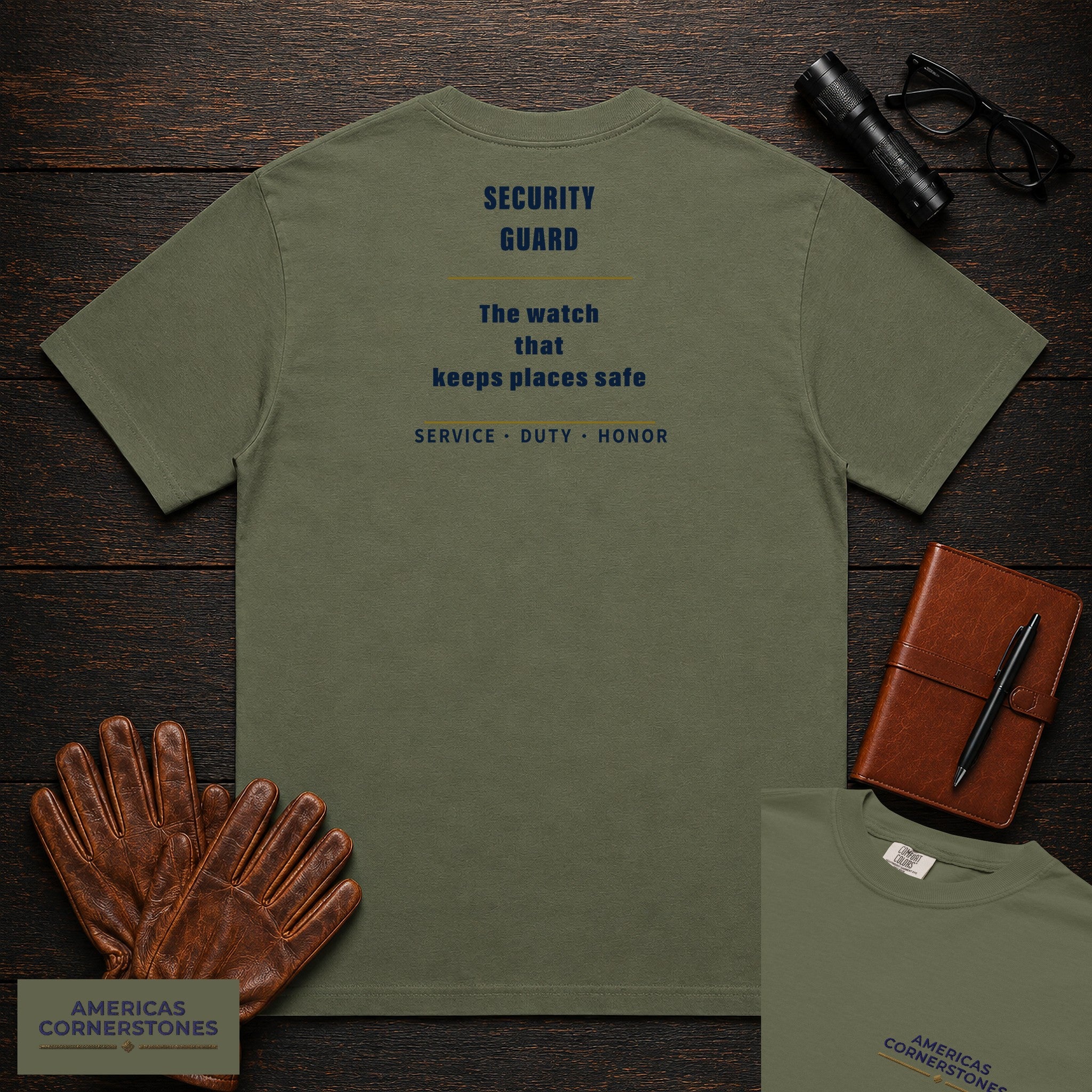 Security Guard Statement T-Shirt in Moss — Americas Cornerstones