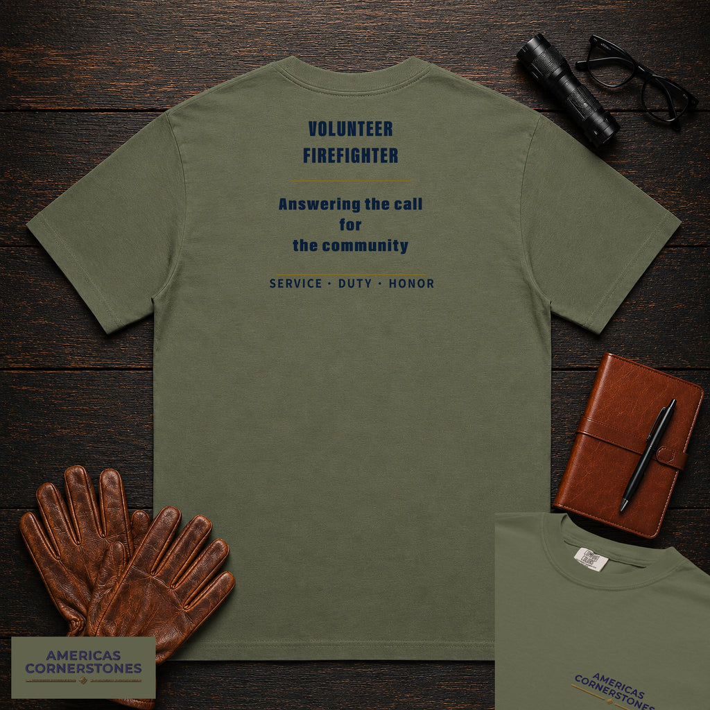 Volunteer Firefighter Statement T-Shirt in Moss — Americas Cornerstones