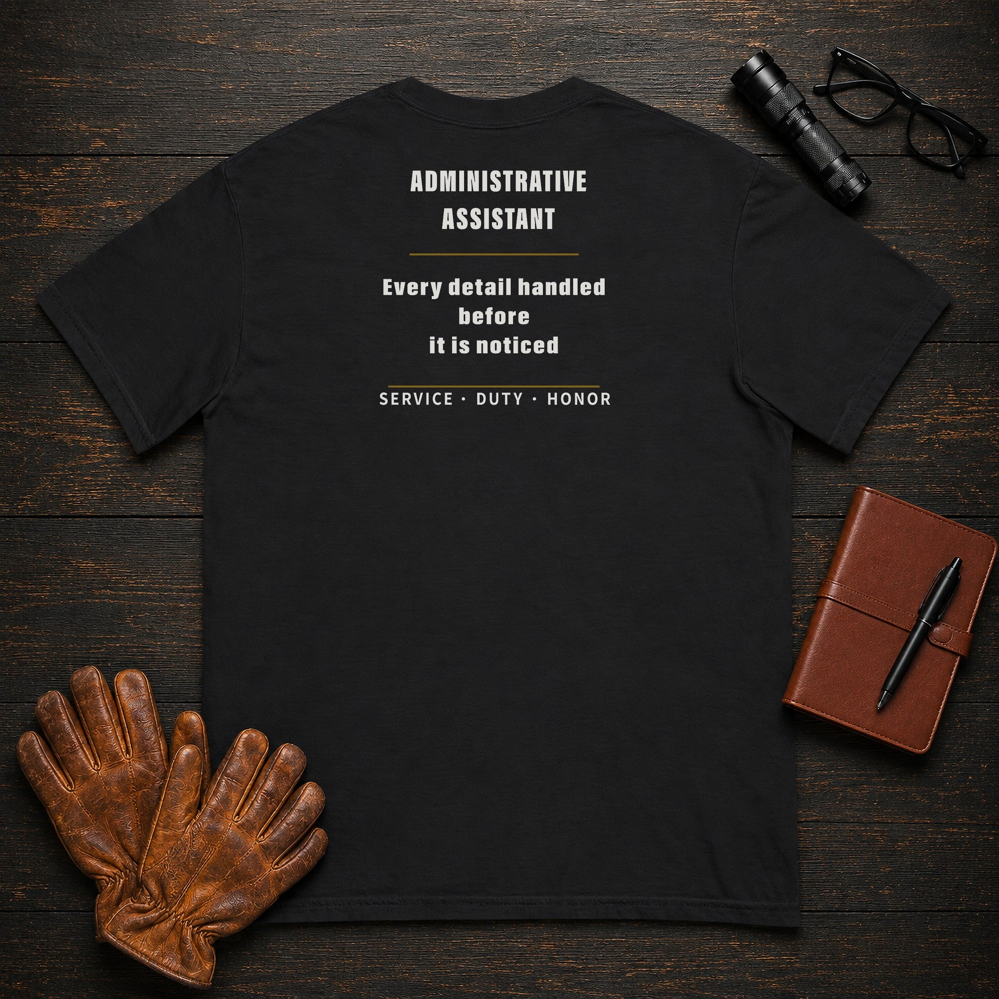 Administrative Assistant T-Shirt in Black — Americas Cornerstones
