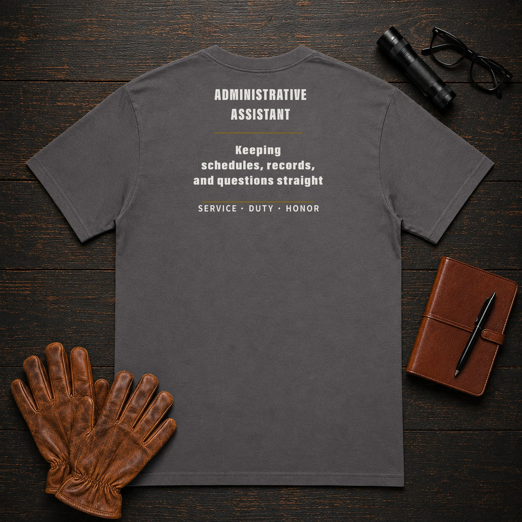 Administrative Assistant T-Shirt in Graphite — Americas Cornerstones