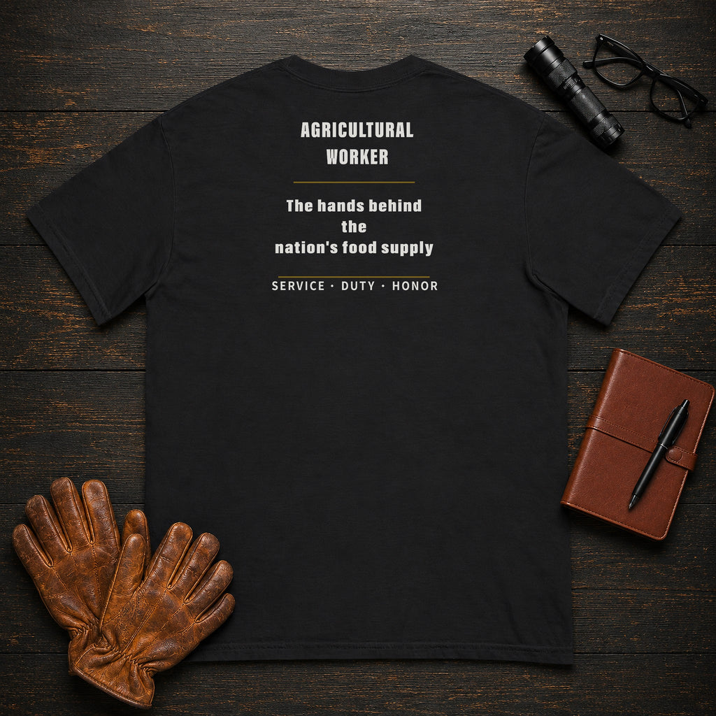 Agricultural Worker T-Shirt in Black — Americas Cornerstones