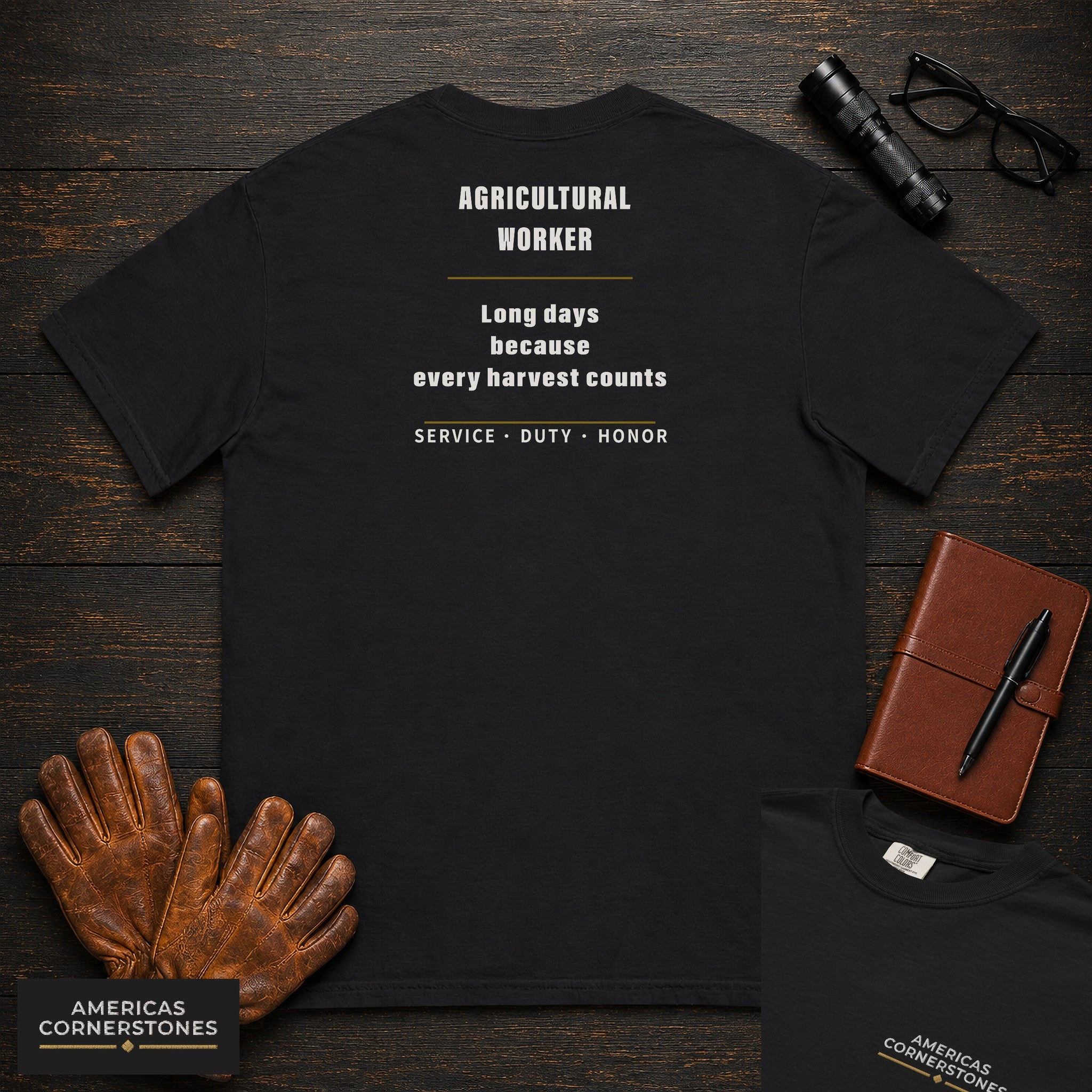 Agricultural Worker Statement T-Shirt in Black — Americas Cornerstones