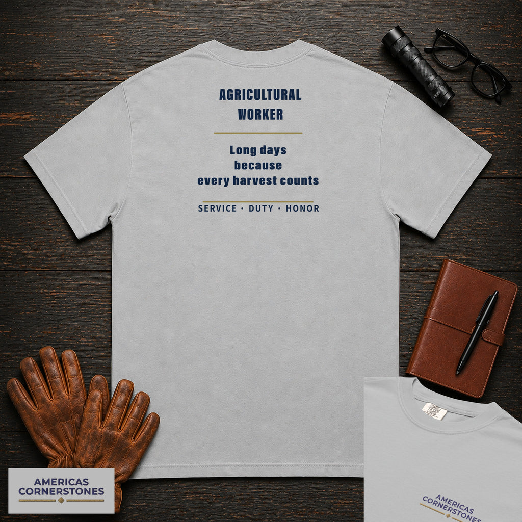 Agricultural Worker Statement T-Shirt in Granite — Americas Cornerstones