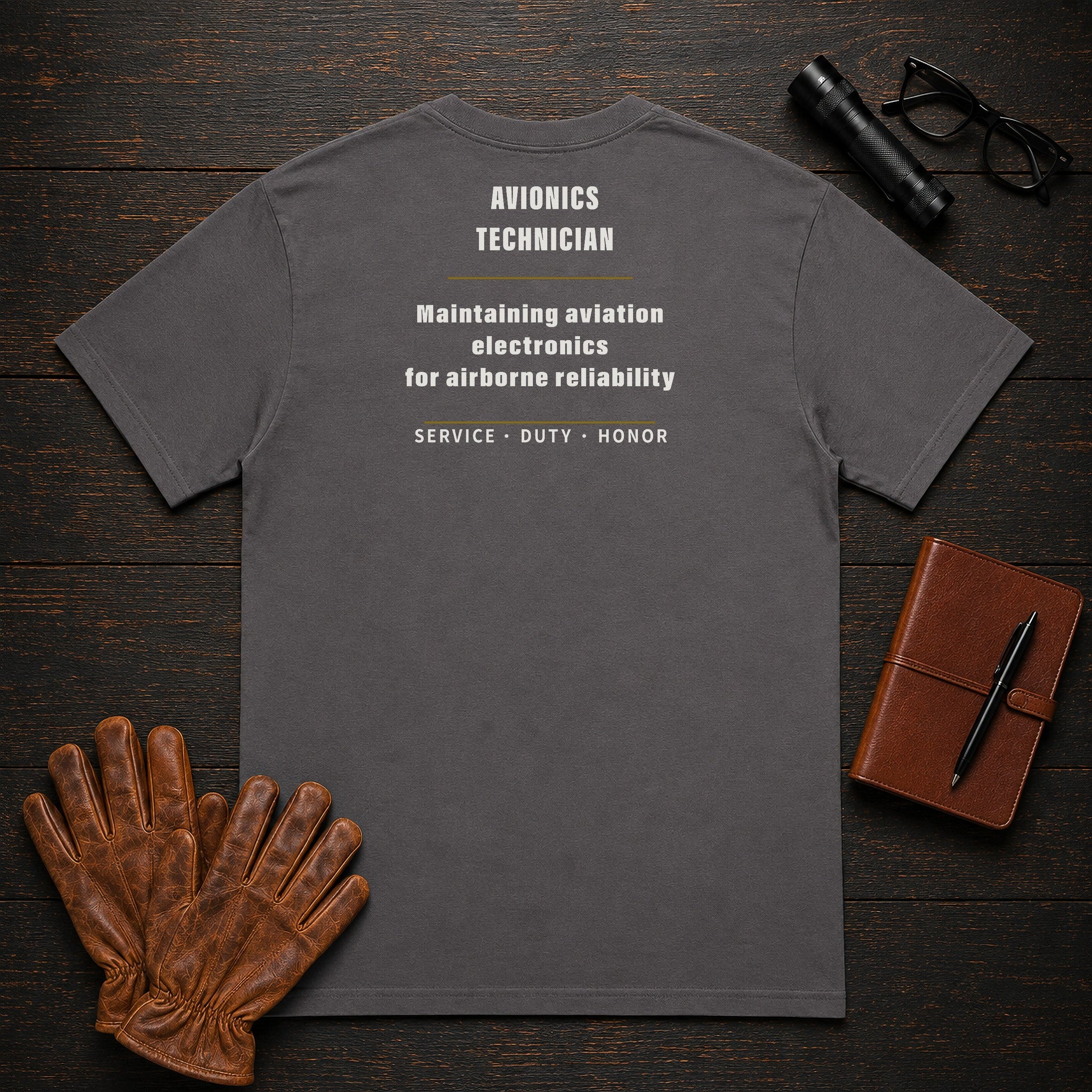 Avionics Technician T-Shirt in Graphite — Americas Cornerstones
