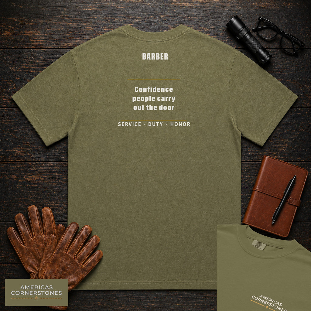 Barber Statement T-Shirt in Hemp — Americas Cornerstones
