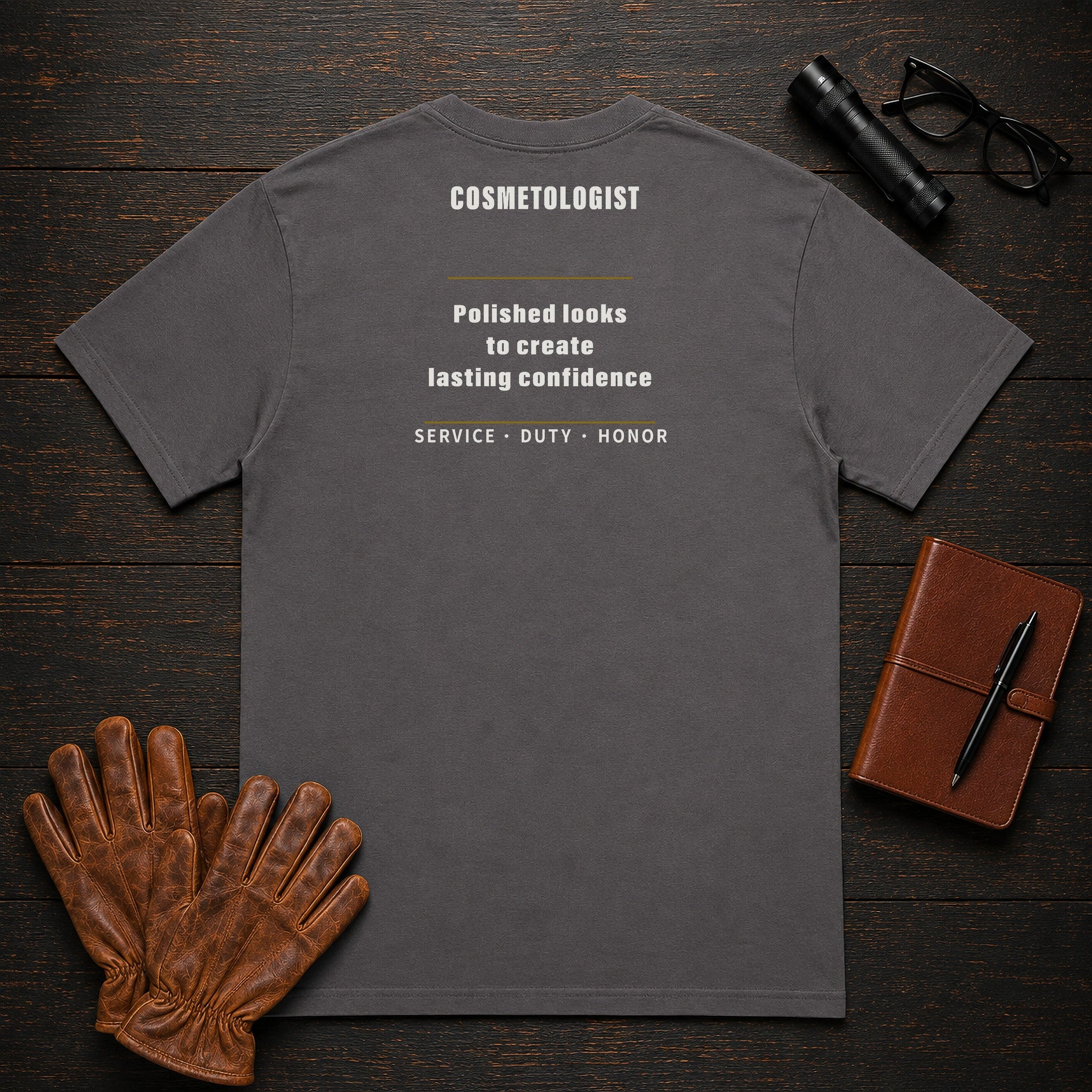 Cosmetologist T-Shirt in Graphite — Americas Cornerstones