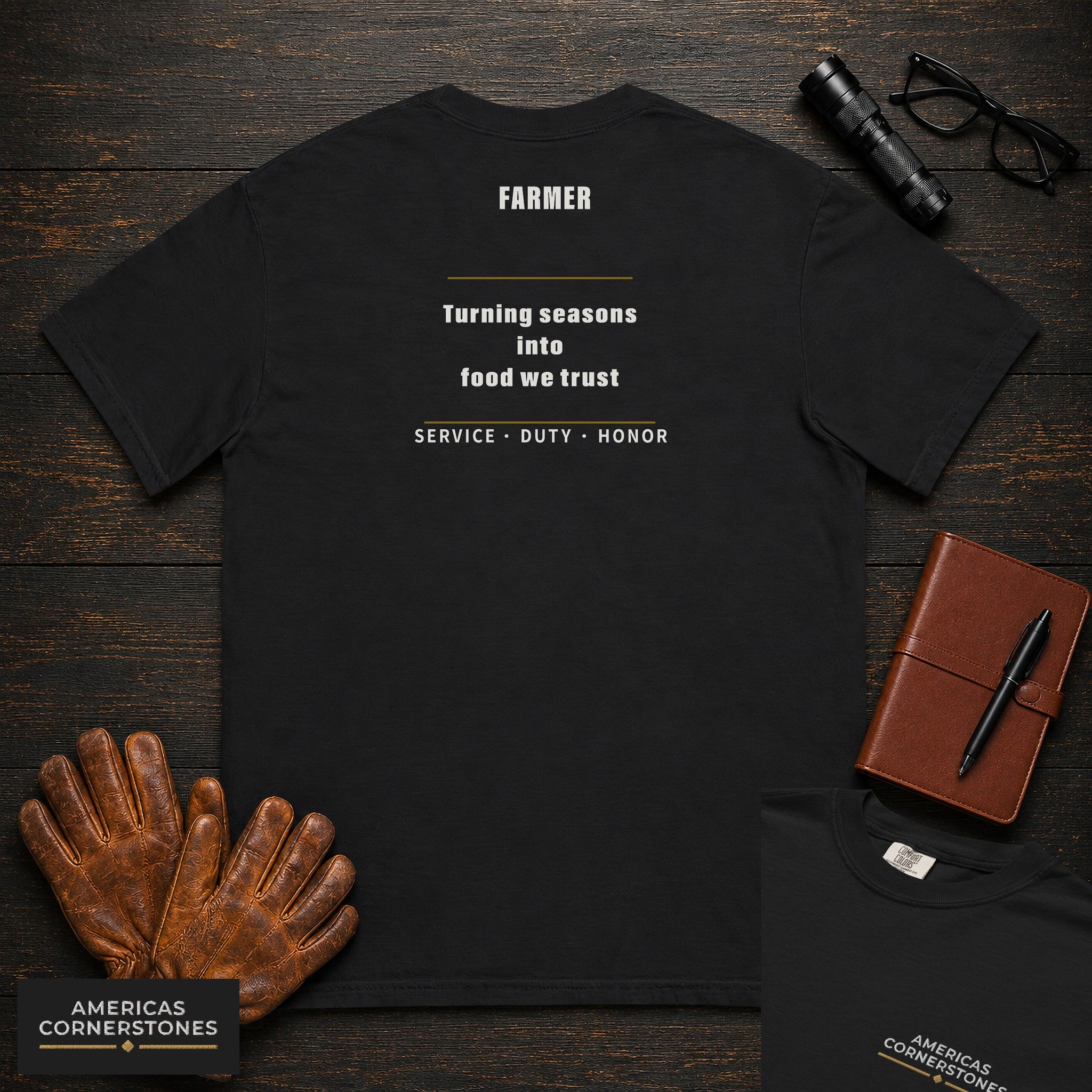 Farmer Statement T-Shirt in Black — Americas Cornerstones