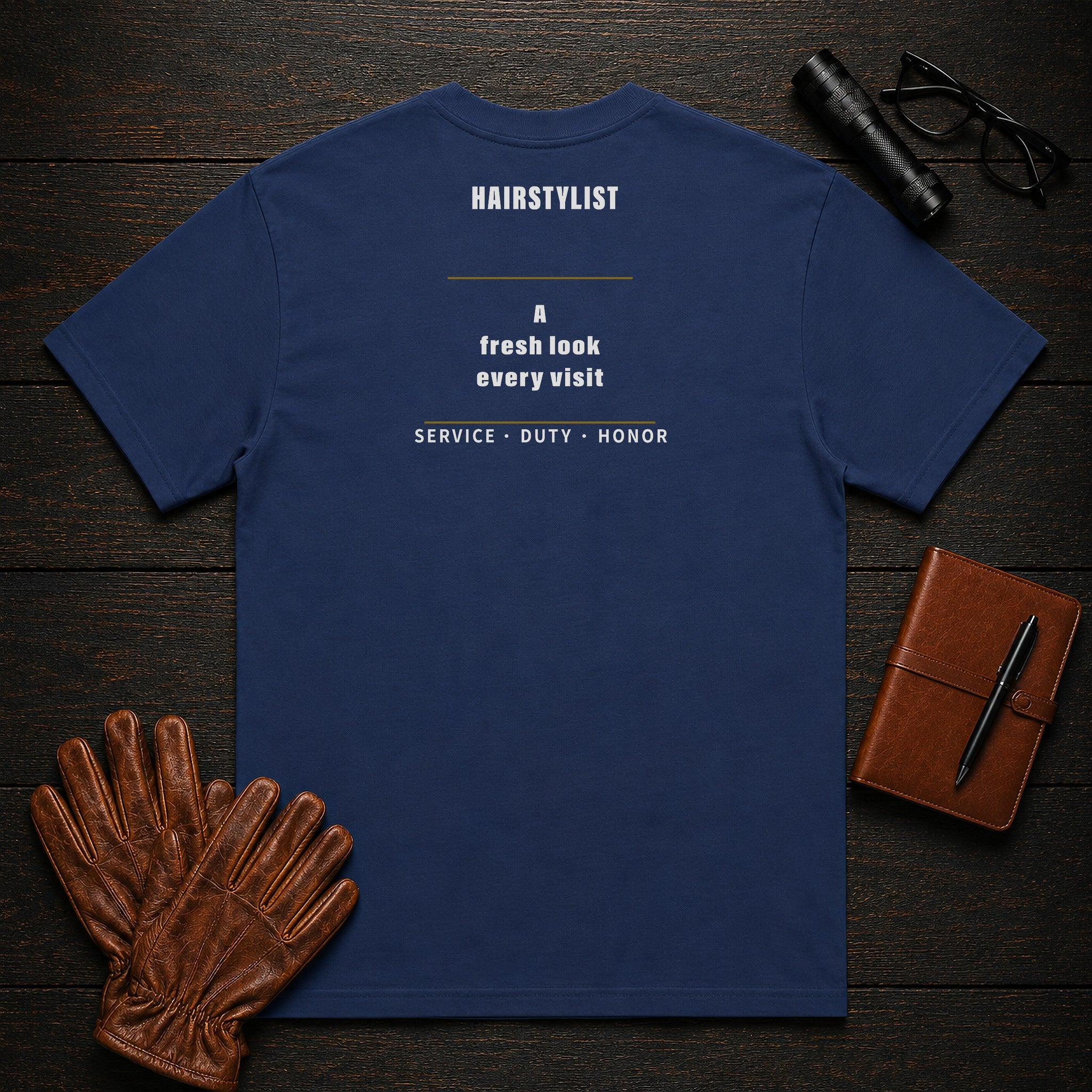 Hairstylist T-Shirt in True Navy — Americas Cornerstones