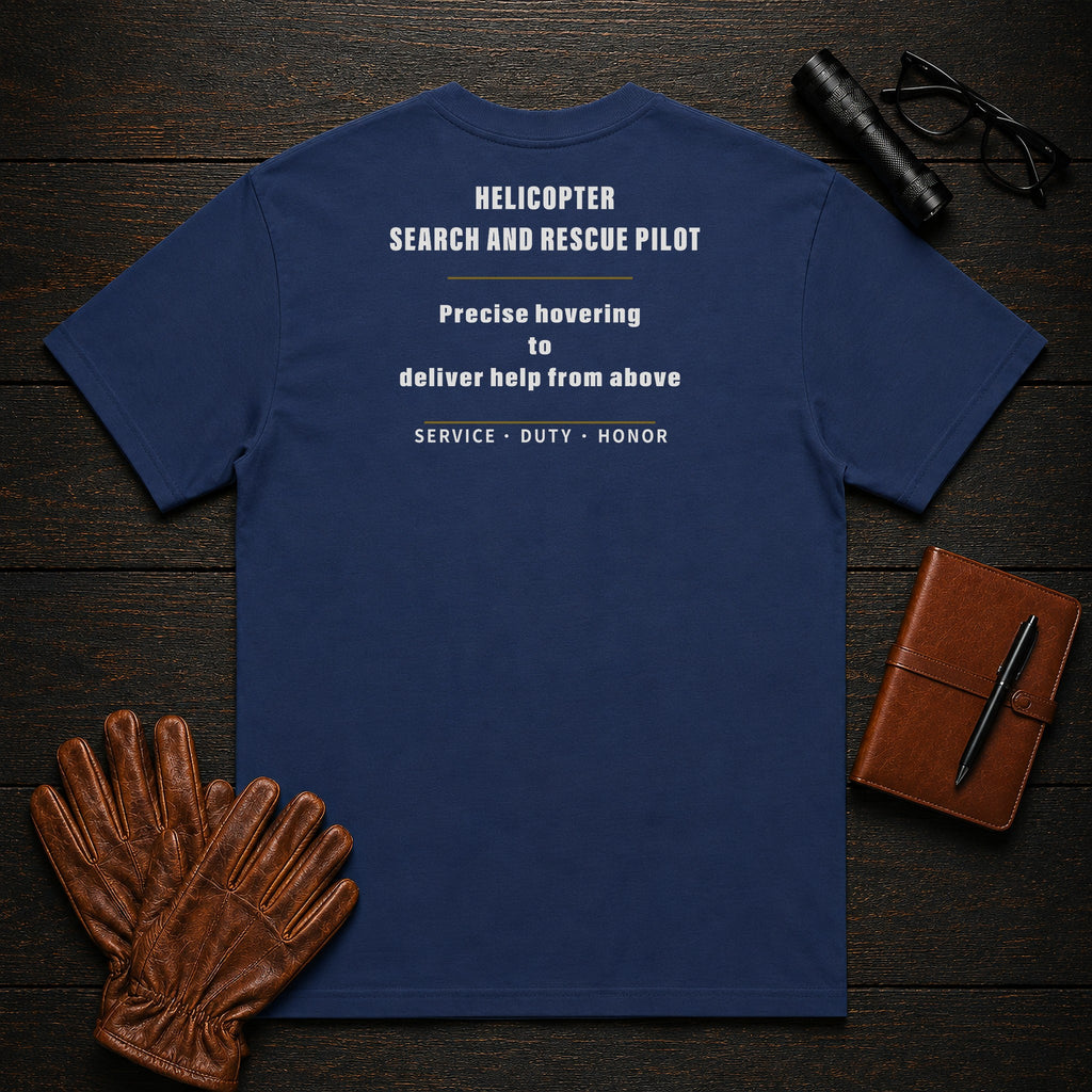 Helicopter Search And Rescue Pilot T-Shirt in True Navy — Americas Cornerstones