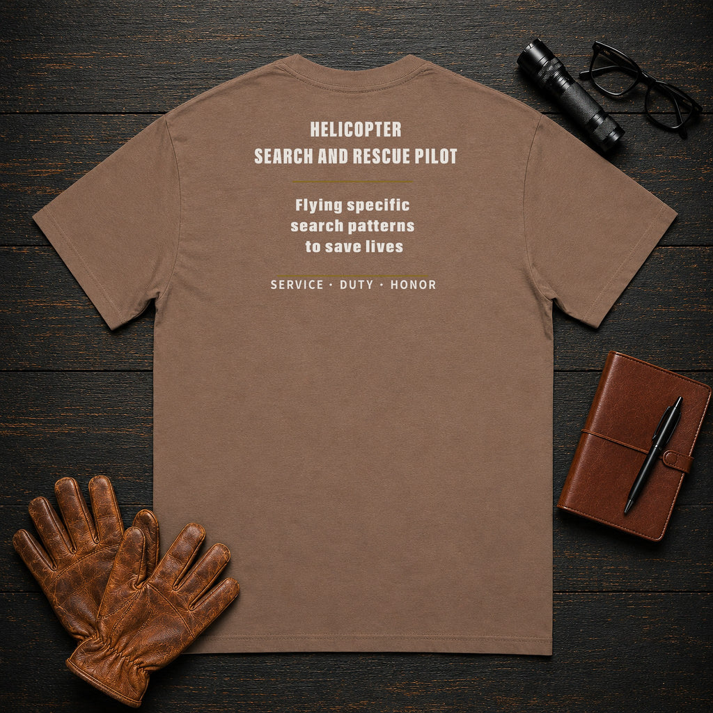 Helicopter Search And Rescue Pilot T-Shirt in Espresso — Americas Cornerstones
