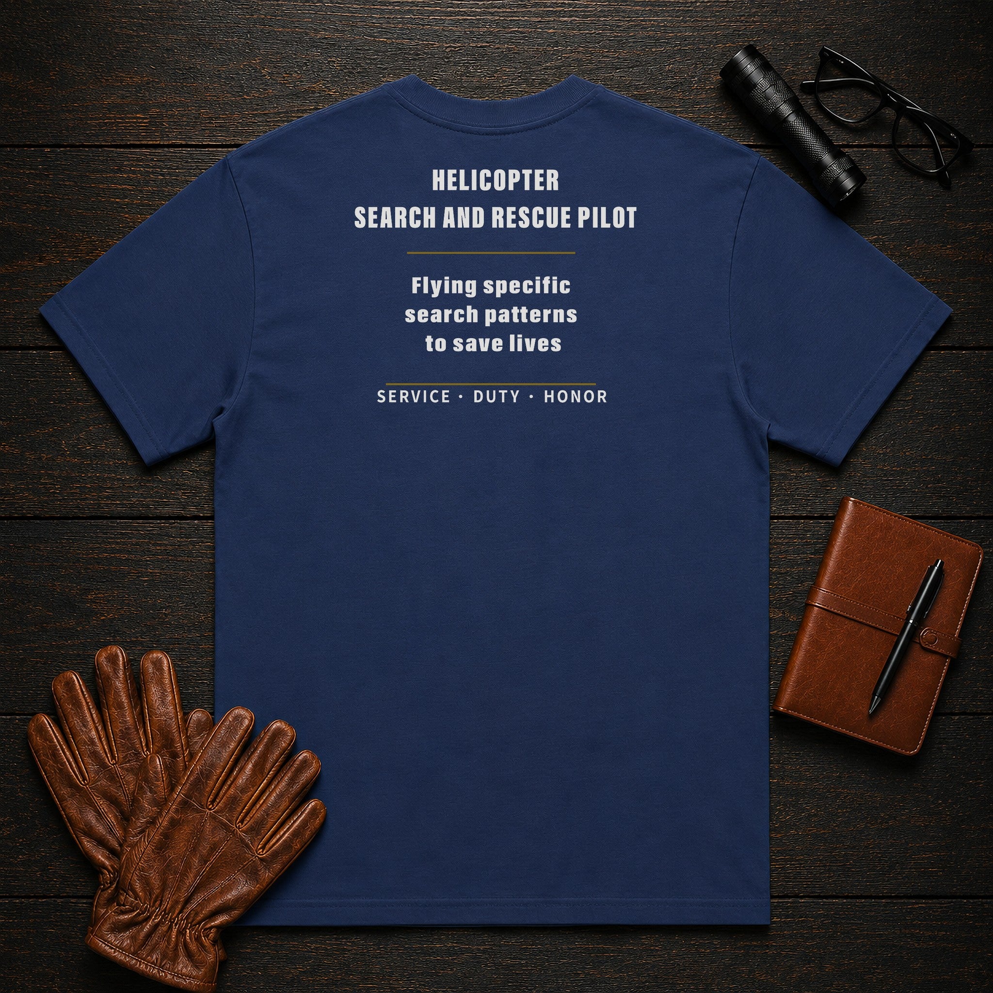 Helicopter Search and Rescue Pilot T-Shirt in True Navy — Americas Cornerstones