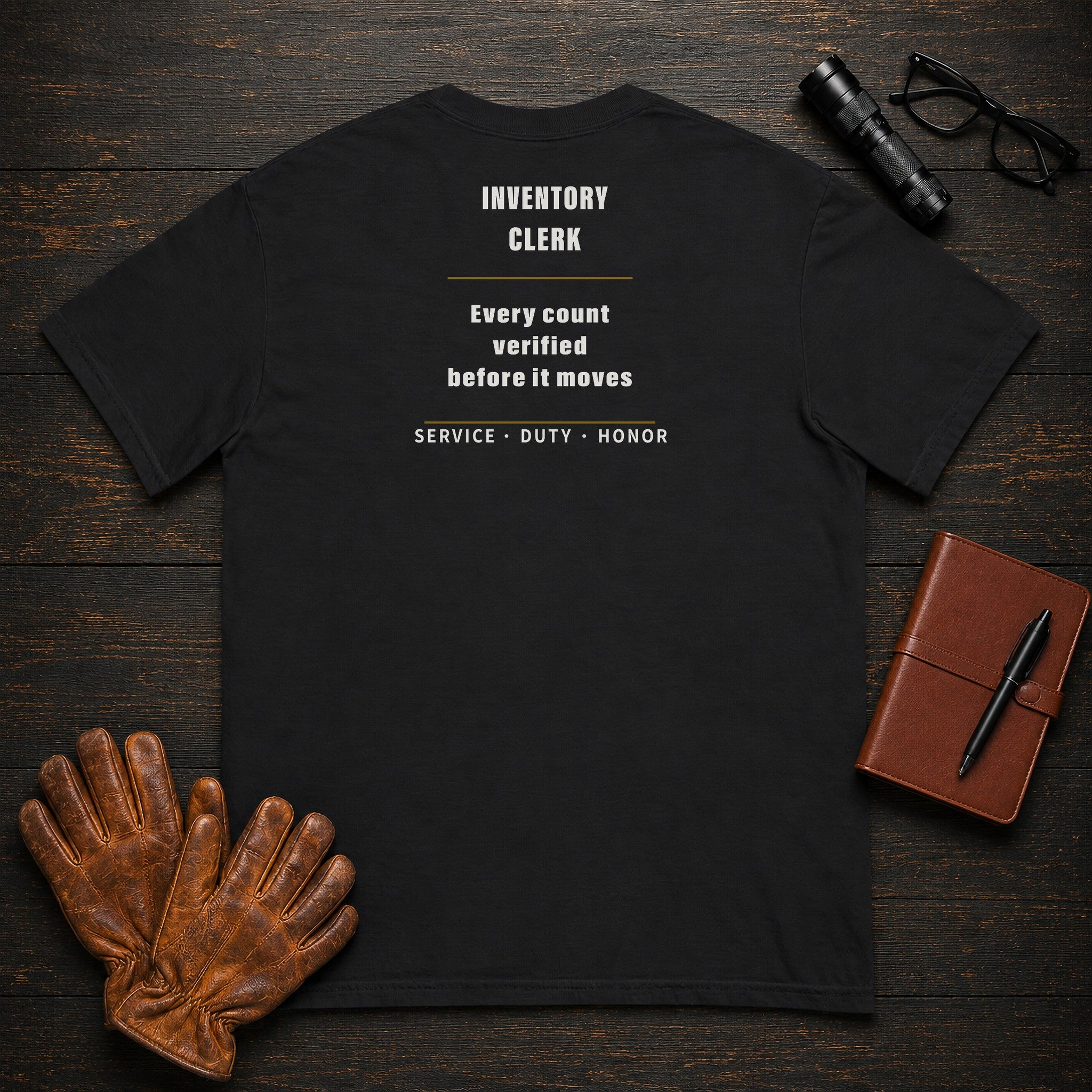 Inventory Clerk T-Shirt in Black — Americas Cornerstones