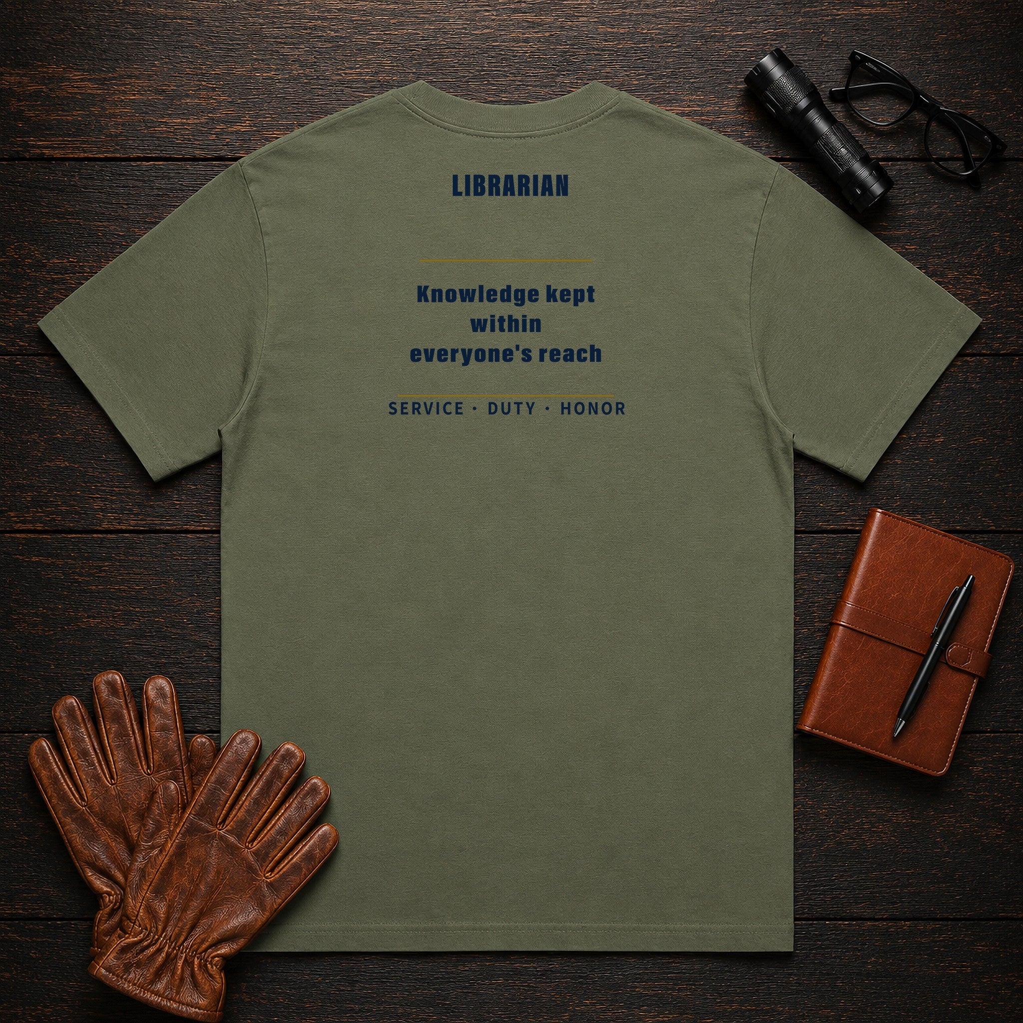 Librarian T-Shirt in Moss — Americas Cornerstones