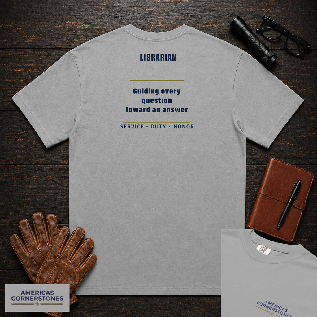 Librarian Statement T-Shirt in Grey — Americas Cornerstones