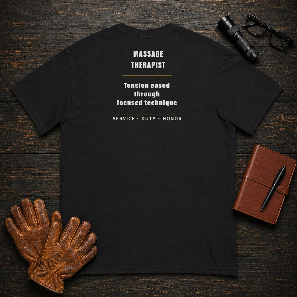 Massage Therapist T-Shirt in Black — Americas Cornerstones