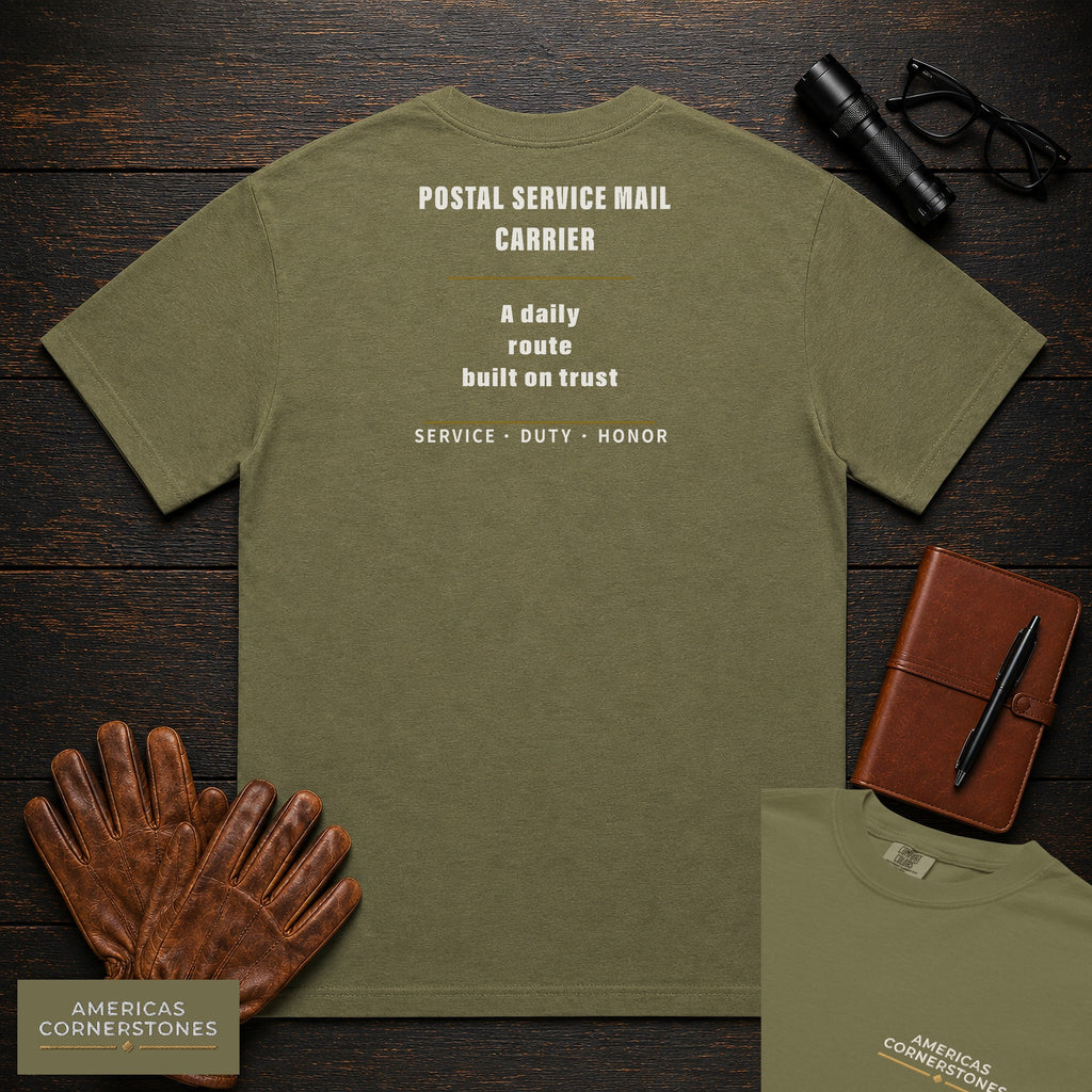 Postal Service Mail Carrier Statement T-Shirt in Hemp — Americas Cornerstones