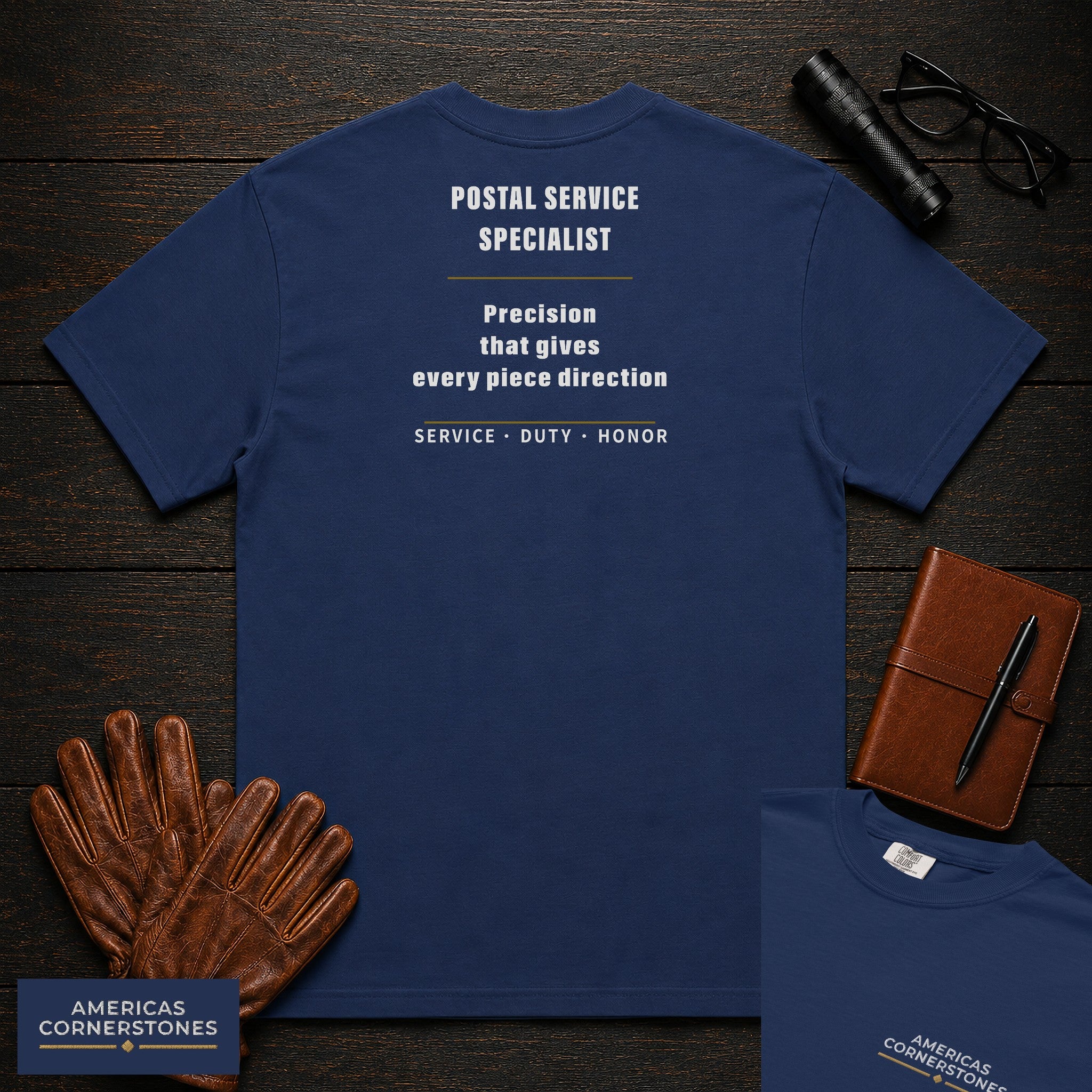Postal Service Specialist Statement T-Shirt in True Navy — Americas Cornerstones
