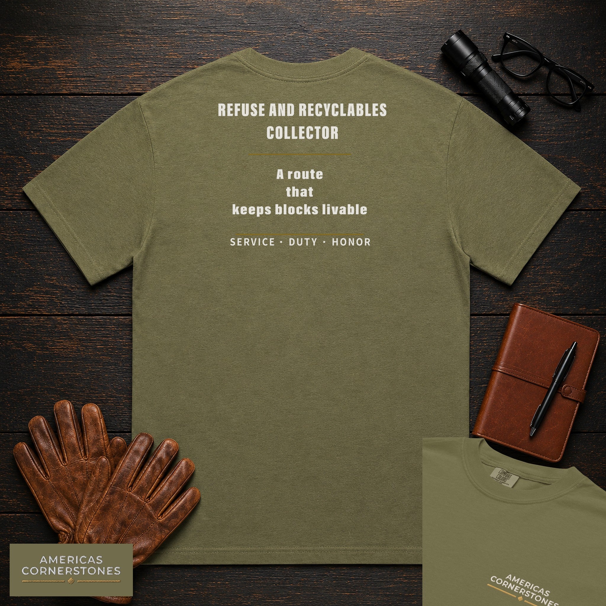 Refuse and Recyclables Collector Statement T-Shirt in Hemp — Americas Cornerstones