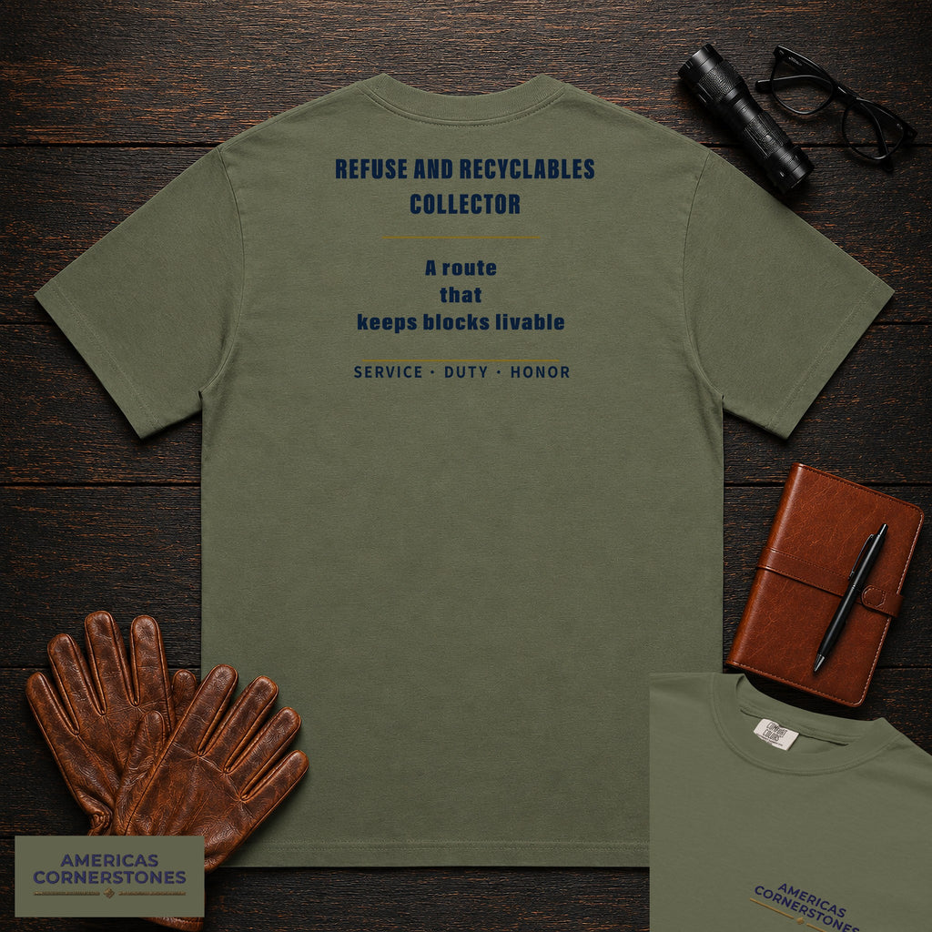 Refuse and Recyclables Collector Statement T-Shirt in Moss — Americas Cornerstones