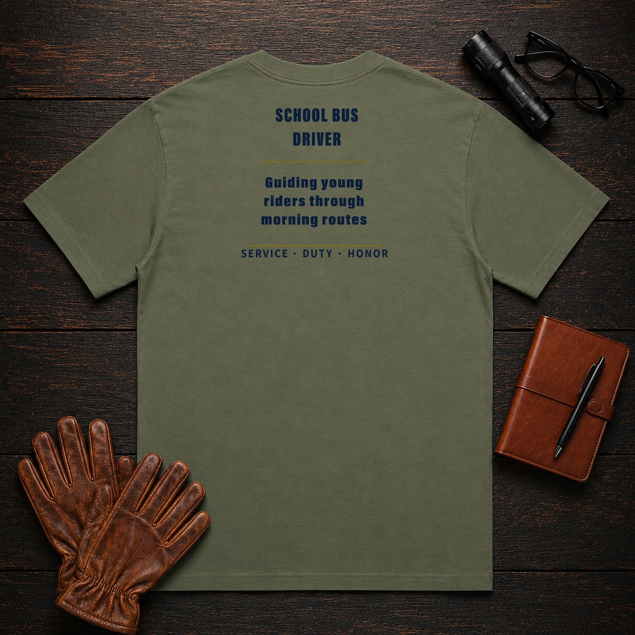 School Bus Driver T-Shirt in Moss — Americas Cornerstones