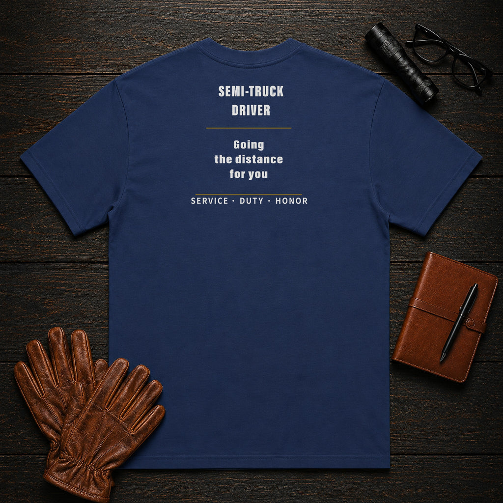 Semi Truck Driver T-Shirt in True Navy — Americas Cornerstones