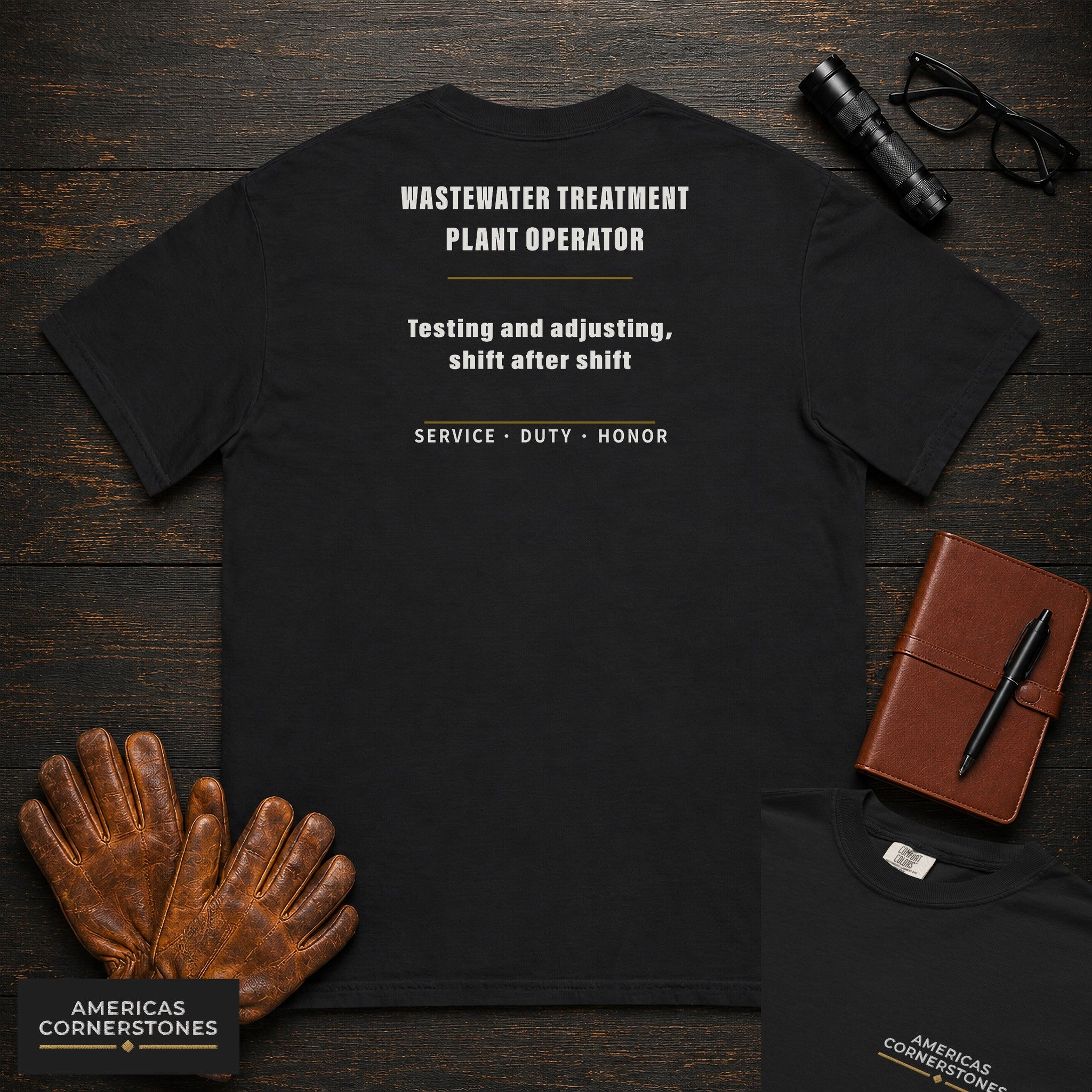 Wastewater Treatment Plant Operator Statement T-Shirt in Black — Americas Cornerstones