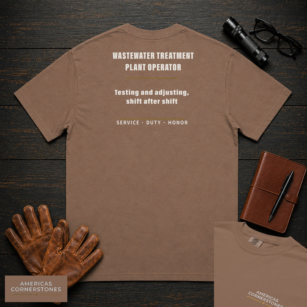 Wastewater Treatment Plant Operator Statement T-Shirt in Espresso — Americas Cornerstones