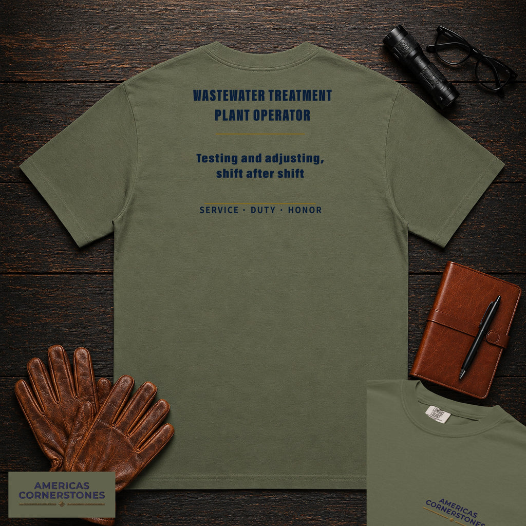 Wastewater Treatment Plant Operator Statement T-Shirt in Moss — Americas Cornerstones