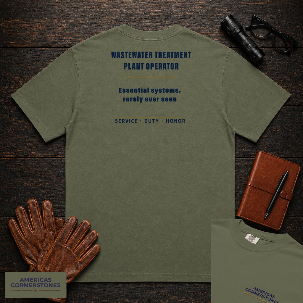 Wastewater Treatment Plant Operator Statement T-Shirt in Moss — Americas Cornerstones