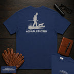 Animal Control embroidered t-shirt in True Navy, Catch Pole Approach (Male)