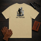 Art Teacher t-shirt in Khaki, Pinning up artwork (Male)