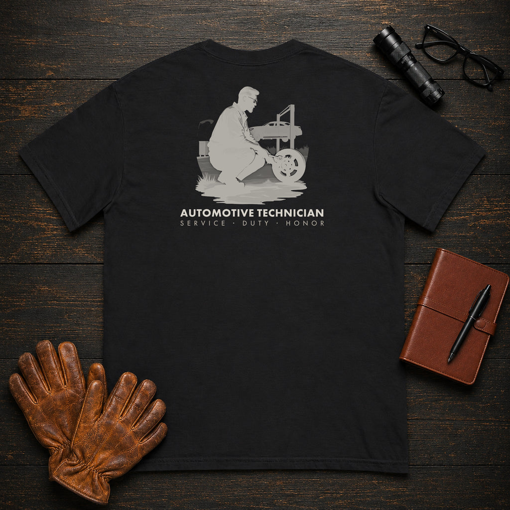 Automotive Technician t-shirt in Black, Brake Inspection (Male)