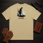 Barber t-shirt in Khaki, Sweeping the Floor (Female)