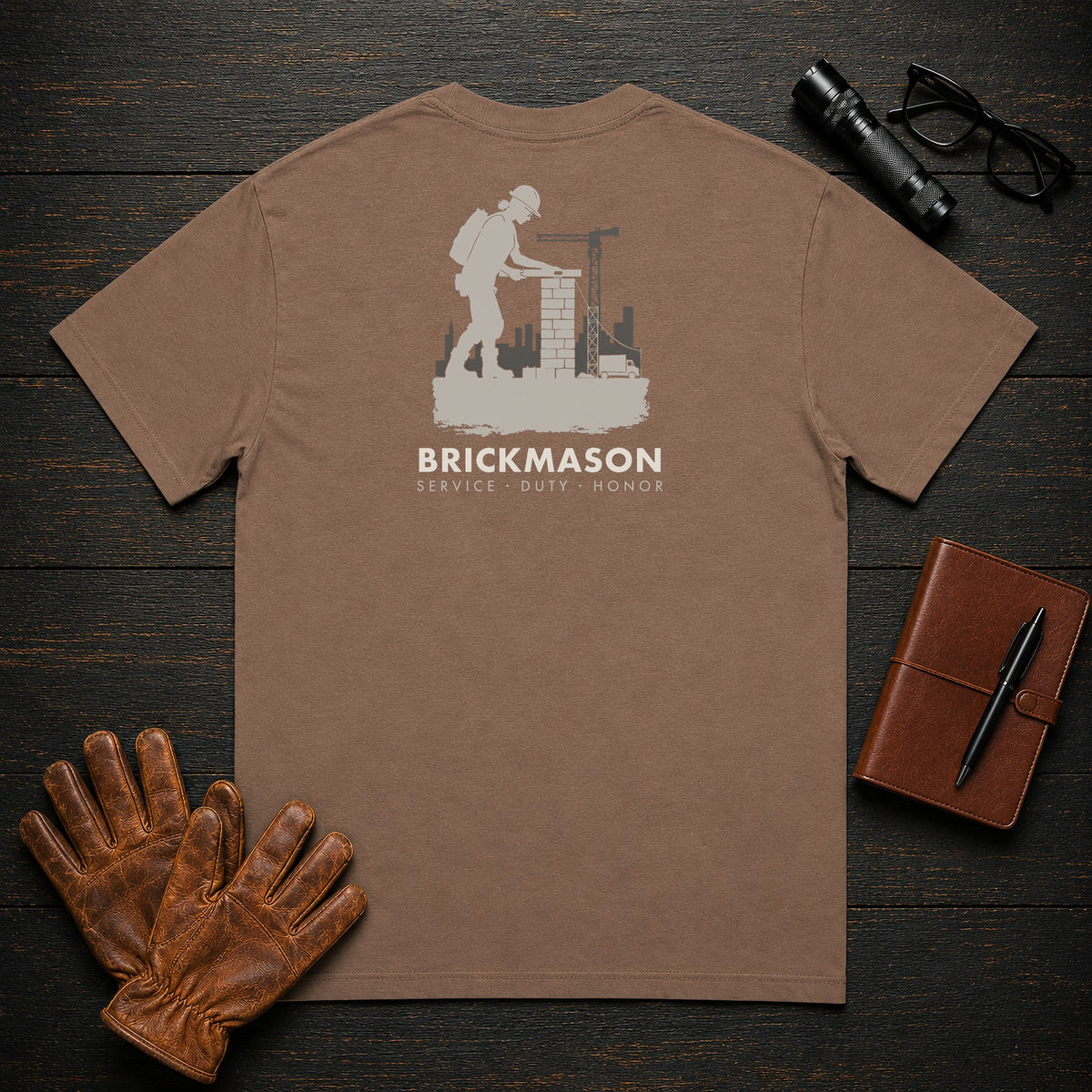 Brickmason t-shirt in Espresso, Checking Level (Female)