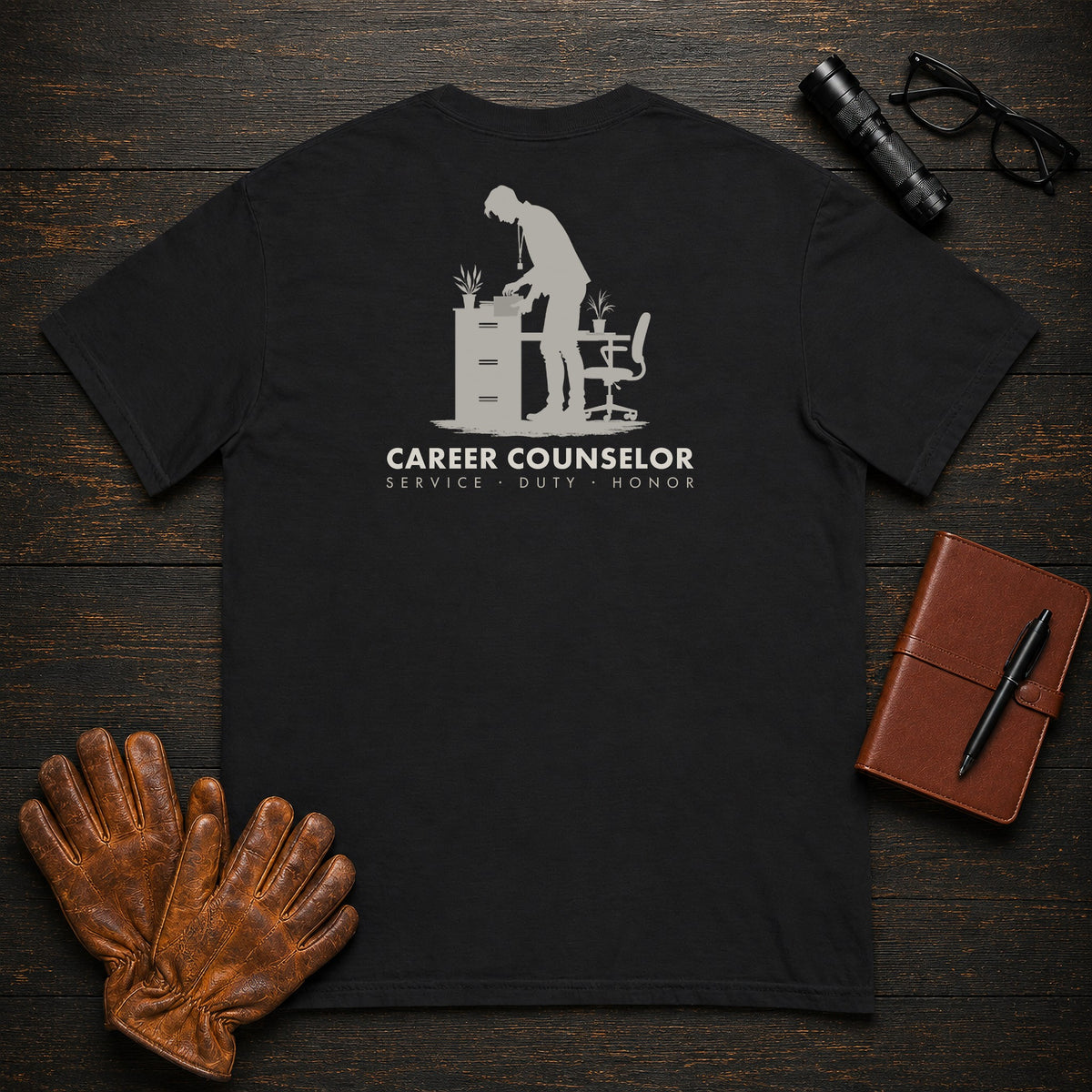 Career Counselor t-shirt in Black, Filing records (Male)