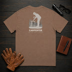 Carpenter t-shirt in Espresso, Measuring a Board (Female)