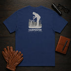 Carpenter t-shirt in True Navy, Measuring a Board (Female)