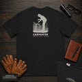 Carpenter embroidered t-shirt in Black, Measuring a Board (Female)