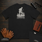 Carpenter embroidered t-shirt in Black, Measuring a Board (Male)