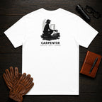 Carpenter t-shirt in White, Sawing Trim (Female)