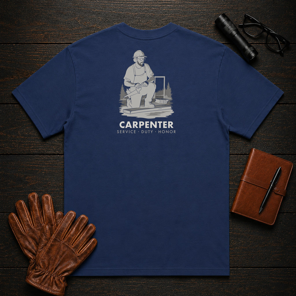 Carpenter t-shirt in True Navy, Sawing Trim (Male)