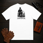 Carpenter t-shirt in White, Sawing Trim (Male)