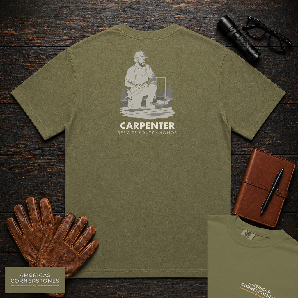 Carpenter embroidered t-shirt in Hemp, Sawing Trim (Male)